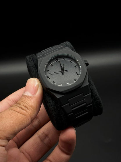Black Arabic Stainless Steel Aura Watch