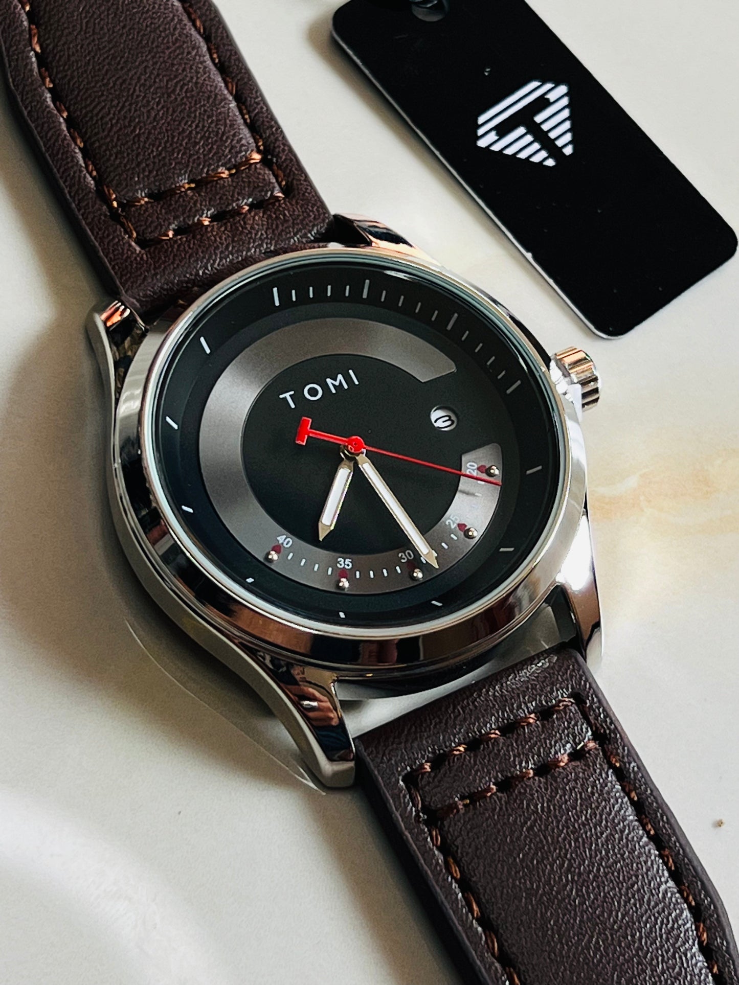 Tomi Coffee Silver Royal Dial Watch